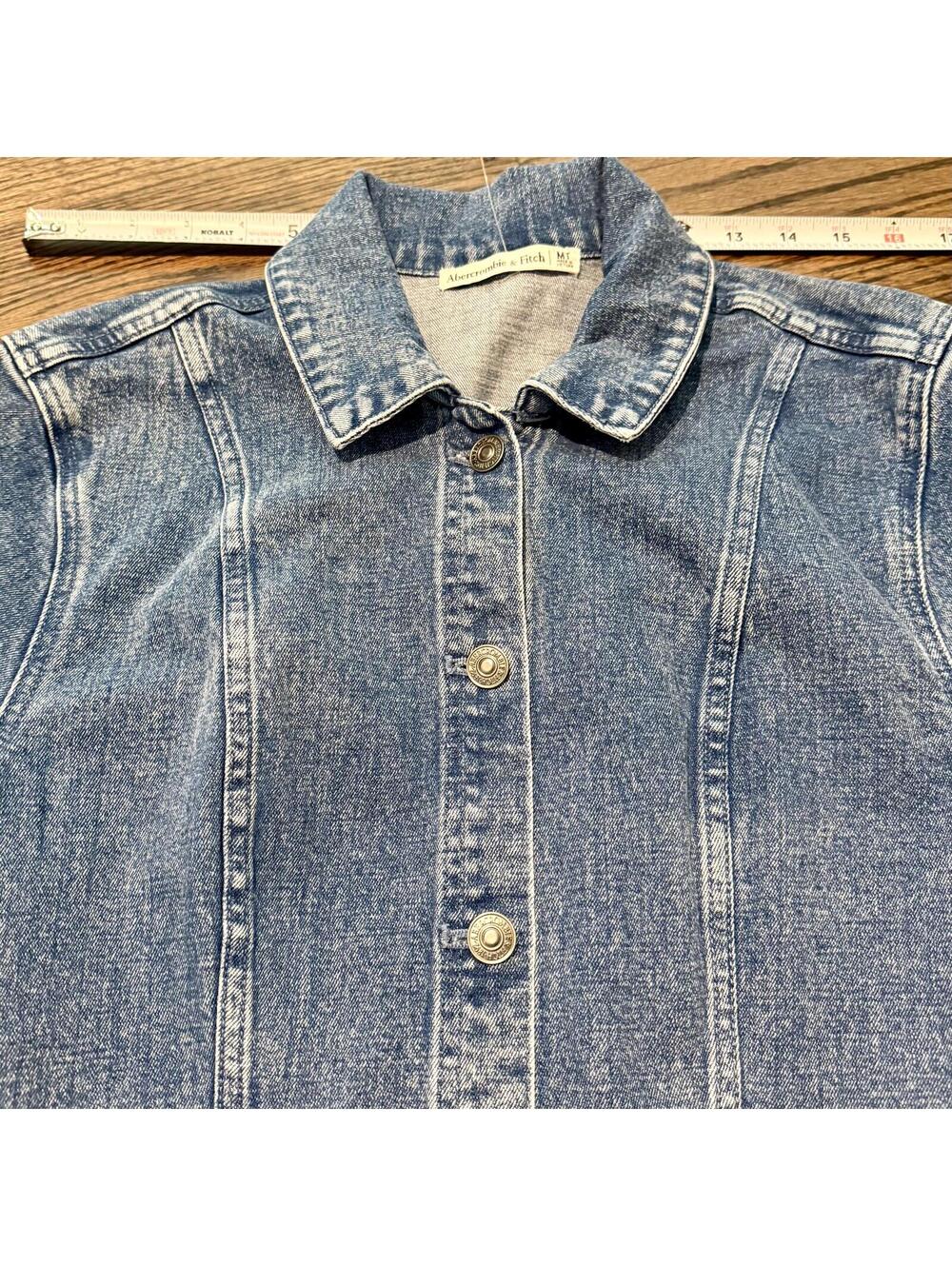 New Abercrombie & Fitch Blue Denim Shirt Jean Dress Size Medium Tall - Picture 8 of 8